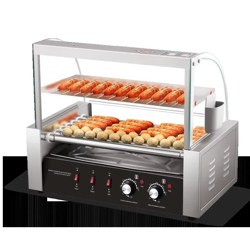 2026for Commercial Stainless Steel Hot Dog Roller Grill Machine Dual Temperature Control Electric Sausage Grilling Cooker for