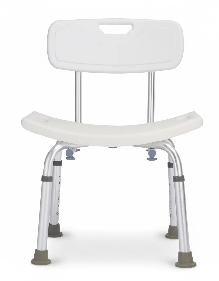 

Aluminum Bath Chair with Backrest, Height Adjustable Shower Stool, Lightweight Bathroom Safety Seat, for Seniors and Elderly