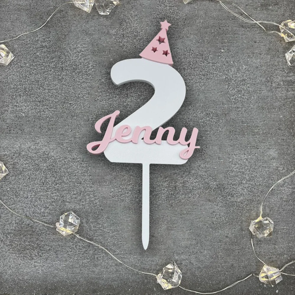1PC Custom PMMA Cake Topper - Personalized Name & Number Accessory | Laser Engraved DIY Unique Gift for Birthday Celebrations