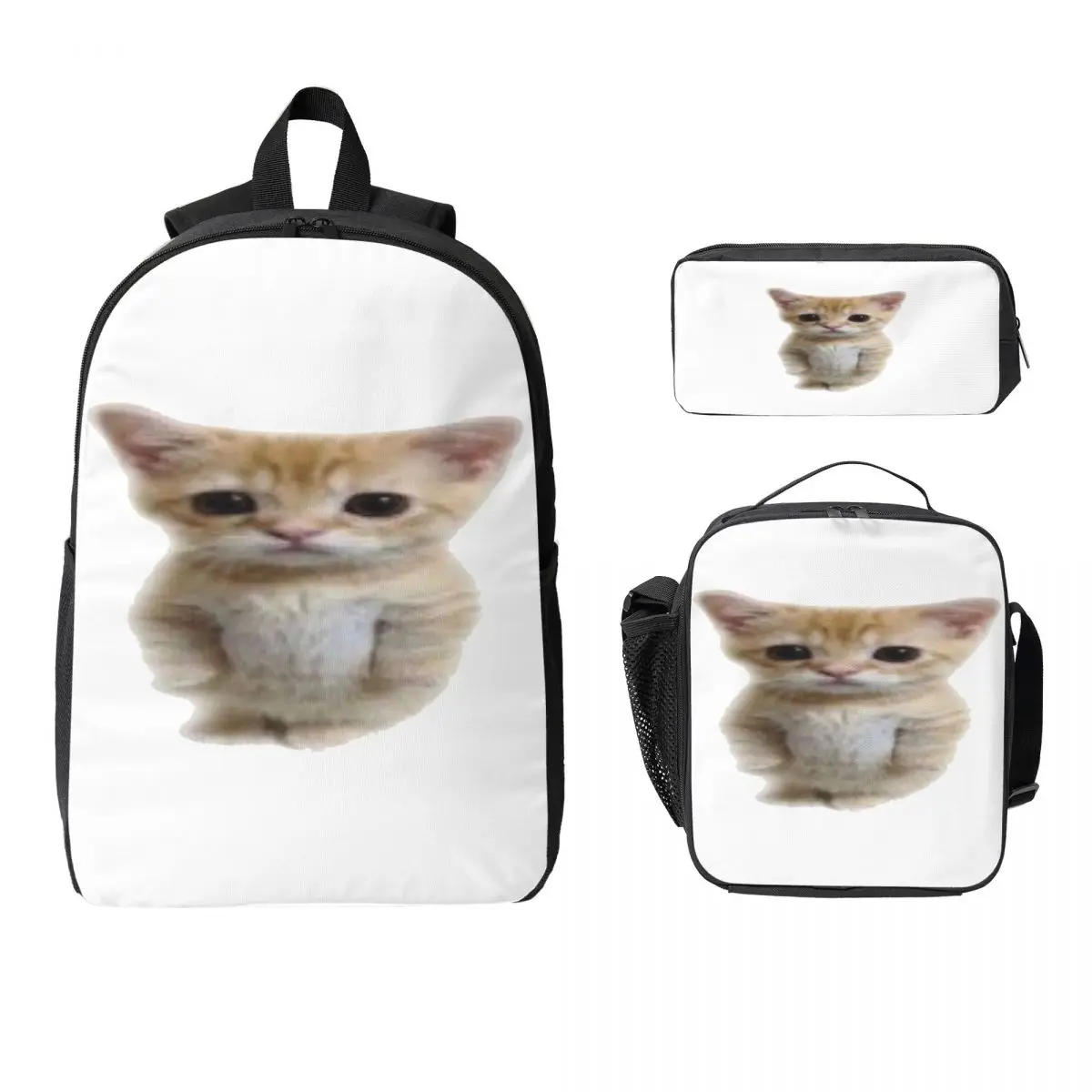 

Рюкзак El Gato Standing Cat Meme, студенческая сумка для книг для мальчиков и девочек, школьная сумка, сумки на плечо, 3 шт., изолированная сумка для обеда, пенал