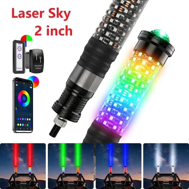 Wholesale Alien Fat Whip Lights Laser For UTV Waterproof LED Whip Antenna Lights With Remote Control Antenas Led Para RZR ATV