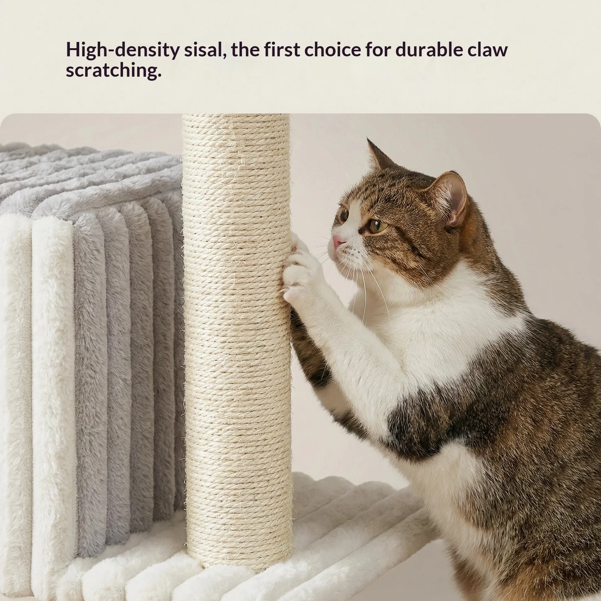 Árbol rascador para gatos con cama, salto y poste de sisal - imagen 3