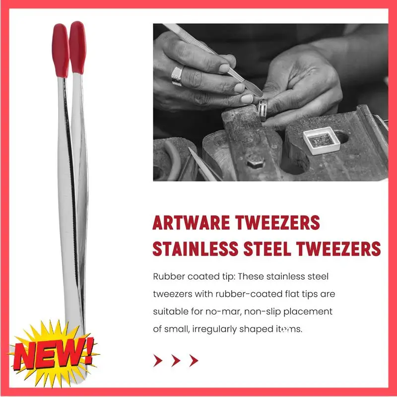 

B17C 2 Pieces Of Rubber Tip Tweezers PVC Silicone Precision Tweezers Laboratory Industrial Hobby Craft Tweezers Tool