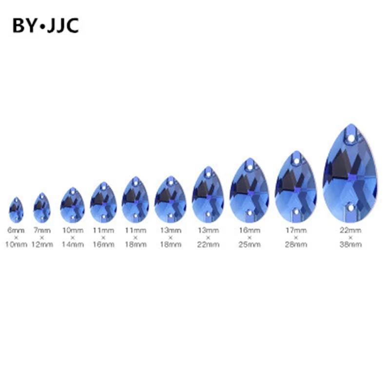 All Size High Quality Crystal Glass Flatback Teardrop Sew on Rhinestone Color DIY Clothing Dress Accessories