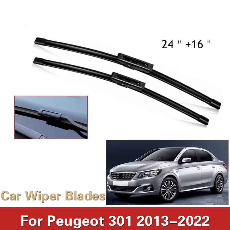 

Car LHD Front Wiper Blades For Peugeot 301 2013-2022 2pcs Brushes Washer Windscreen Windshield Accessories 24"+16"