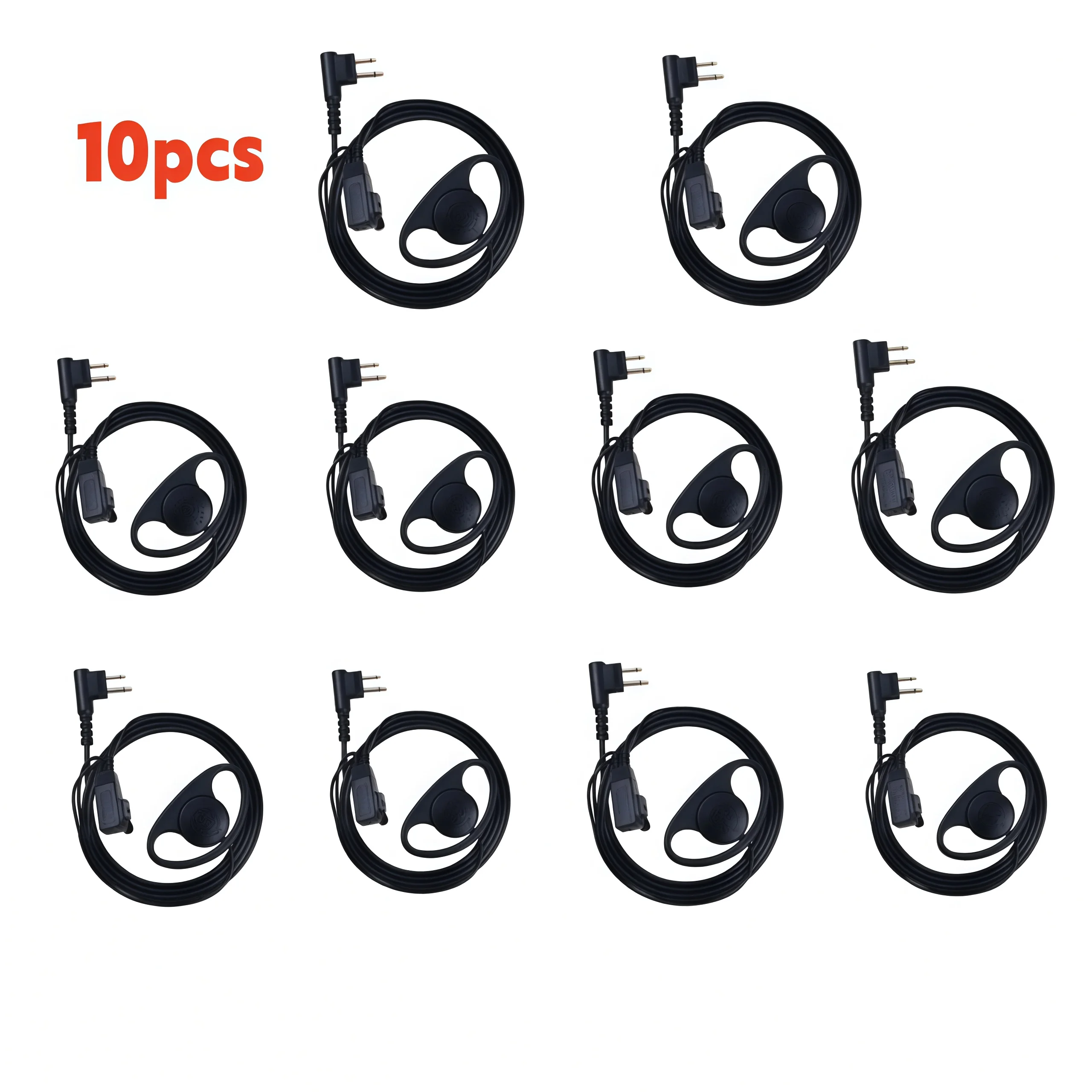 

10 шт., 2-контактный D-образный ушной крючок, гарнитура PTT, микрофон, совместимый с Motorola CP040 GP88S GP300 GP68 GP2000 GP88 GP3188 EP450 Rad