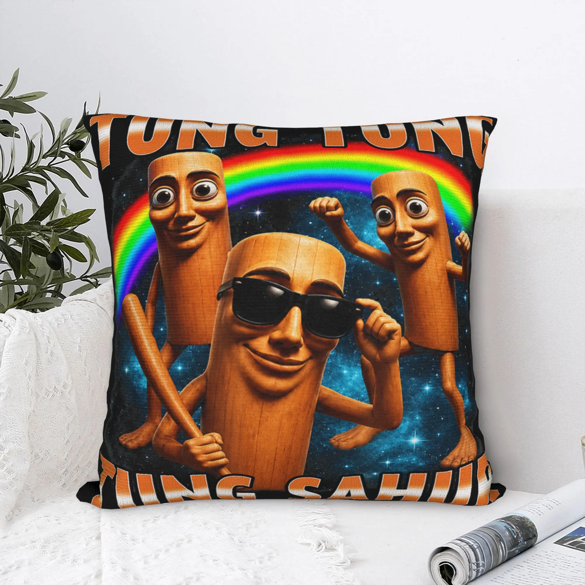 Pillow Cover Tung Tung Tung Sahur is Calling Funny Italian Brainrot Novelty Pillow Case For Wedding Party Home Decor Pillowcases