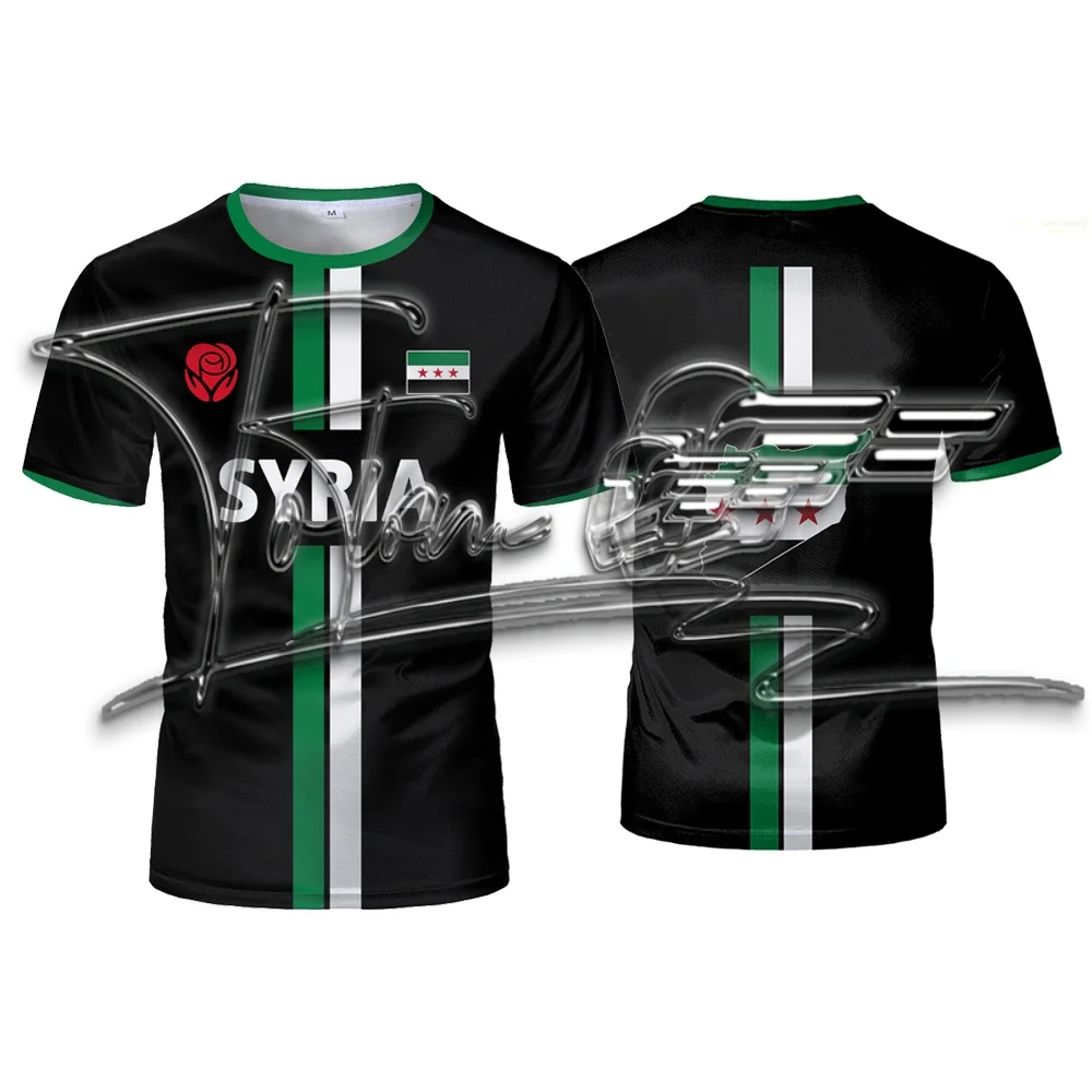 

Модная спортивная быстросохнущая футболка Сирии 2024, универсальная повседневная футболка с принтом, классический художественный топ для уличного футбола