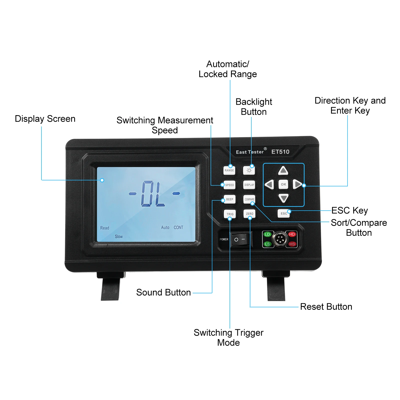 East Tester ET510 DC Low Resistance Tester Portable Milliohm Meter Microresistance Tester Low   Resistance Tester Direct Current