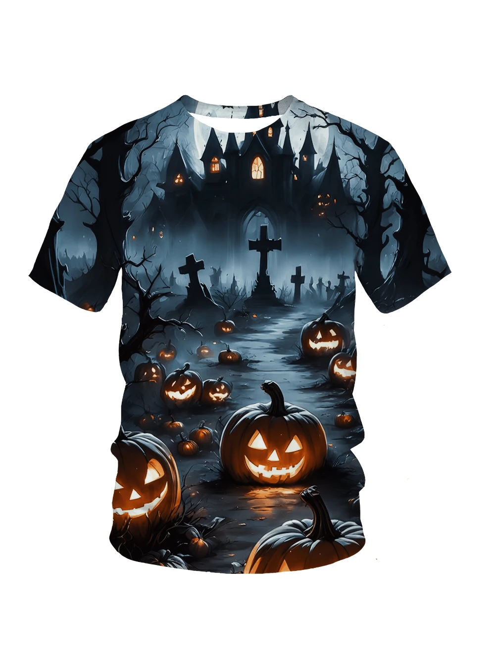 

Дышащий повседневный топ с короткими рукавами и рисунком всего тела на Хэллоуин, футболка на Хэллоуин, дизайн на тему триллера, мужская одежда