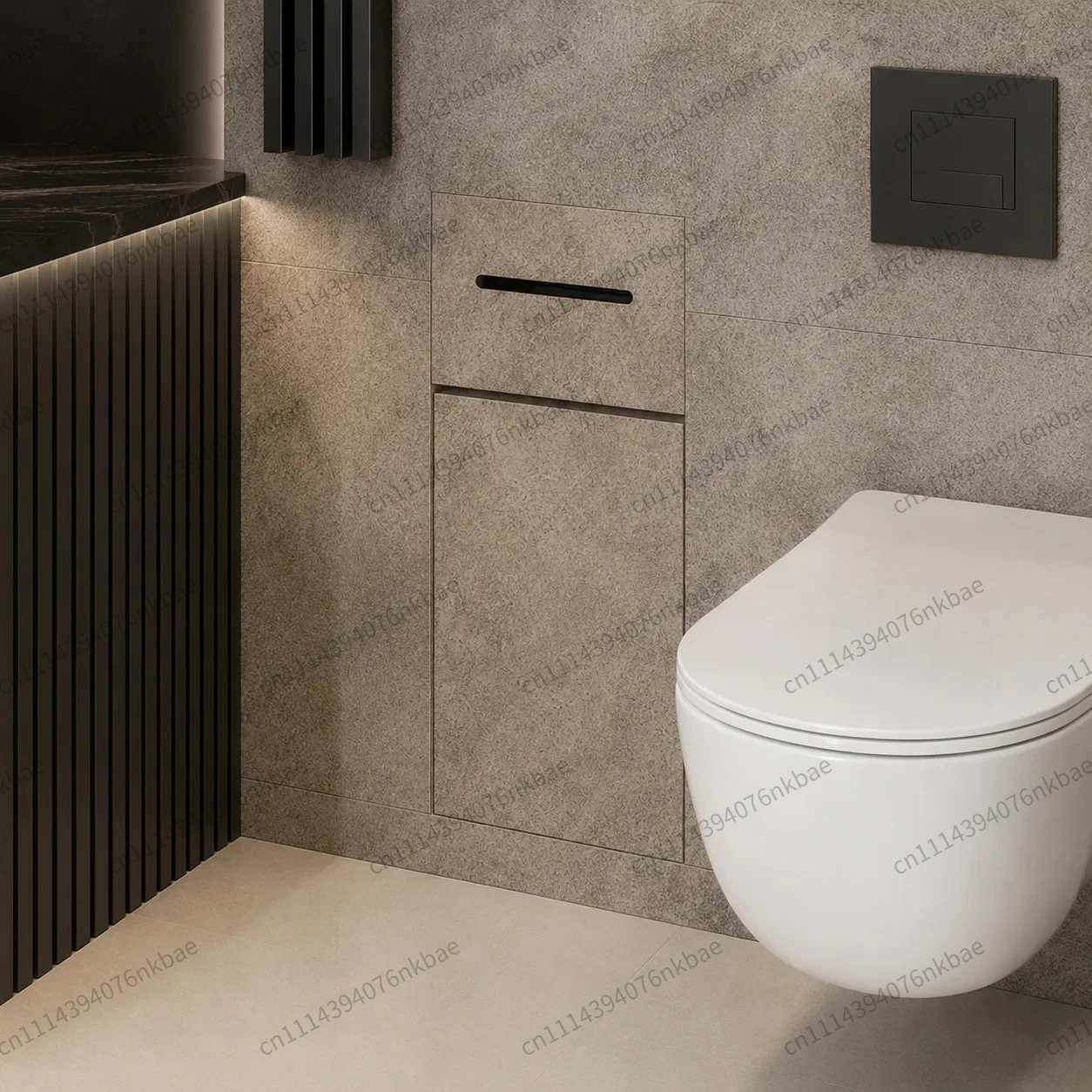 Minimalist Stainless Steel Recessed Trash Can Space Saving DIY Built-in Waste Bin for Bathroom Renovation