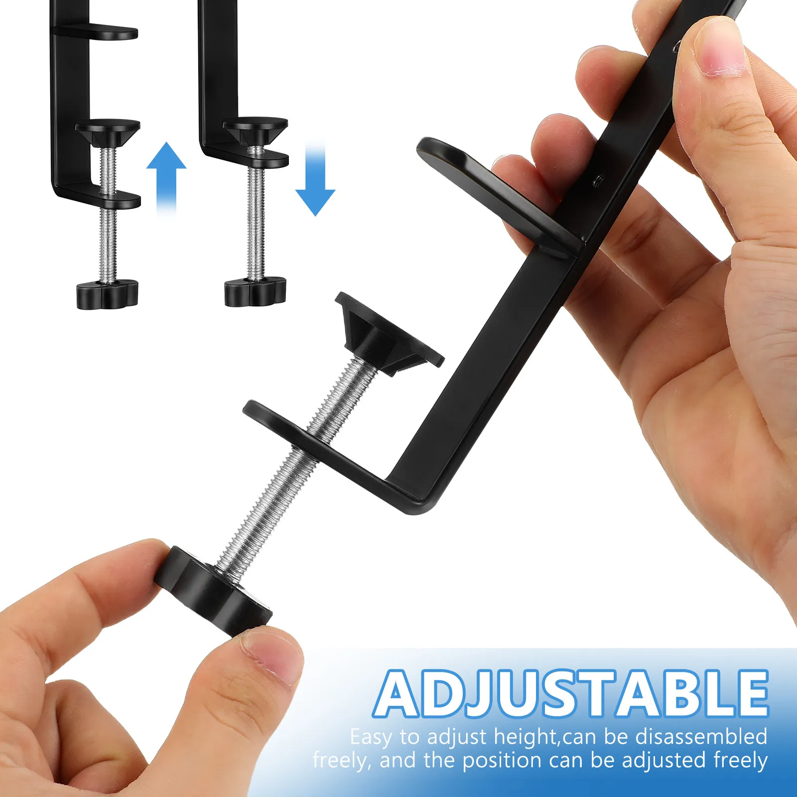 2Pcs Adjustable Over Table Rod Stand Desktop Support for Pegboards Ergonomic Height Adjustable Pegboard Hooks Organizer for Home