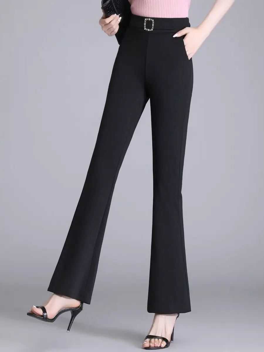 

High Waist Slimming plus Size Suit Pants Drapey Versatile Long Legging Effect Casual Polyester Fiber Autumn Winter Women's Tr...