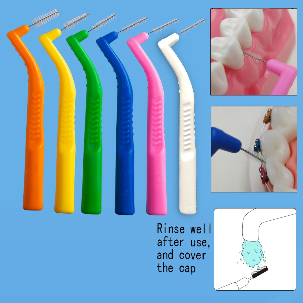 12 interdental brushes L-shaped oblique angles form human cleaning interdental brush cleaning braces Children's orthodontic brac