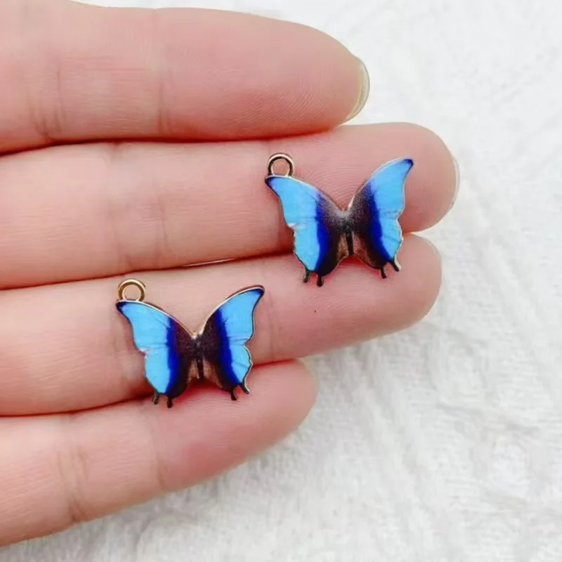 13pcs Cross border Hot selling European and American Fashion Accessories DIY Alloy Drip Oil Color Butterfly Accessories Single H view 3