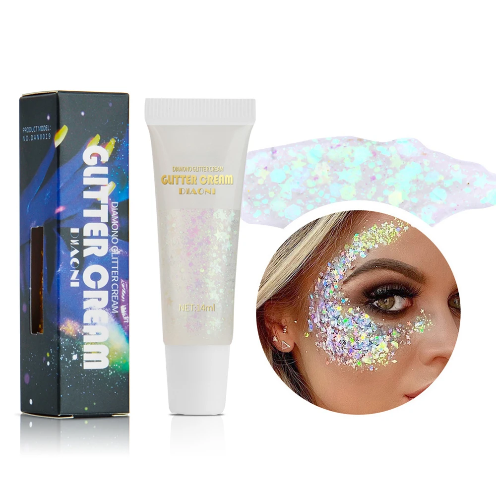 Body Glitter Gel Eye Glitter Nail Hair Face Glitter Gel Body Shimmer Festival Glitter Deco Halloween Body Sequin Gel Liquid