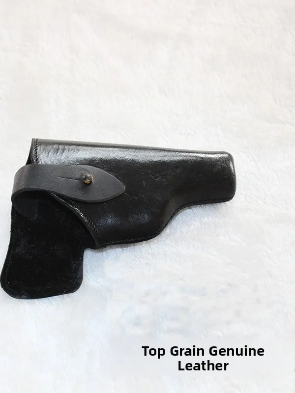 Black Leather Quick Draw Gun Holster Half Cover Belt Mounted 64 77 Style Universal Cowhide Gun Case for Collectible Figurines