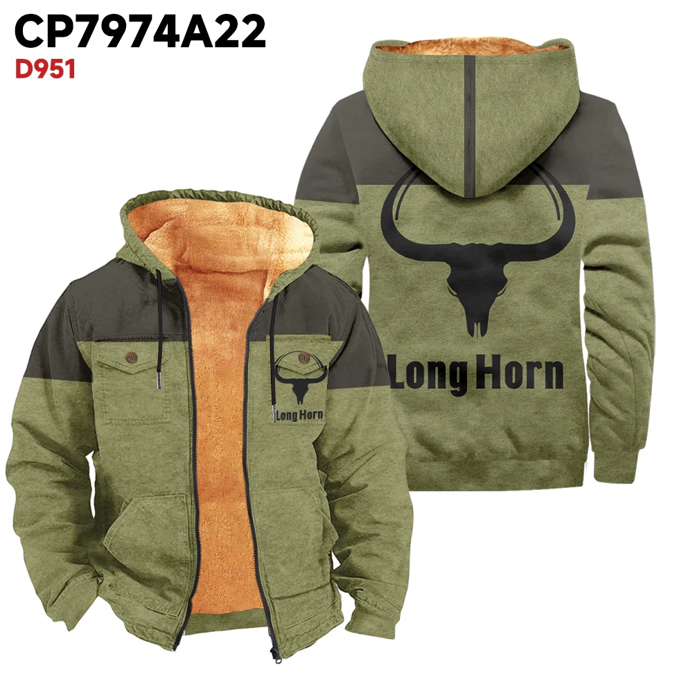 Winter men's coat with plush insulation, slim fit and comfortable hooded pocket design, outdoor sports style