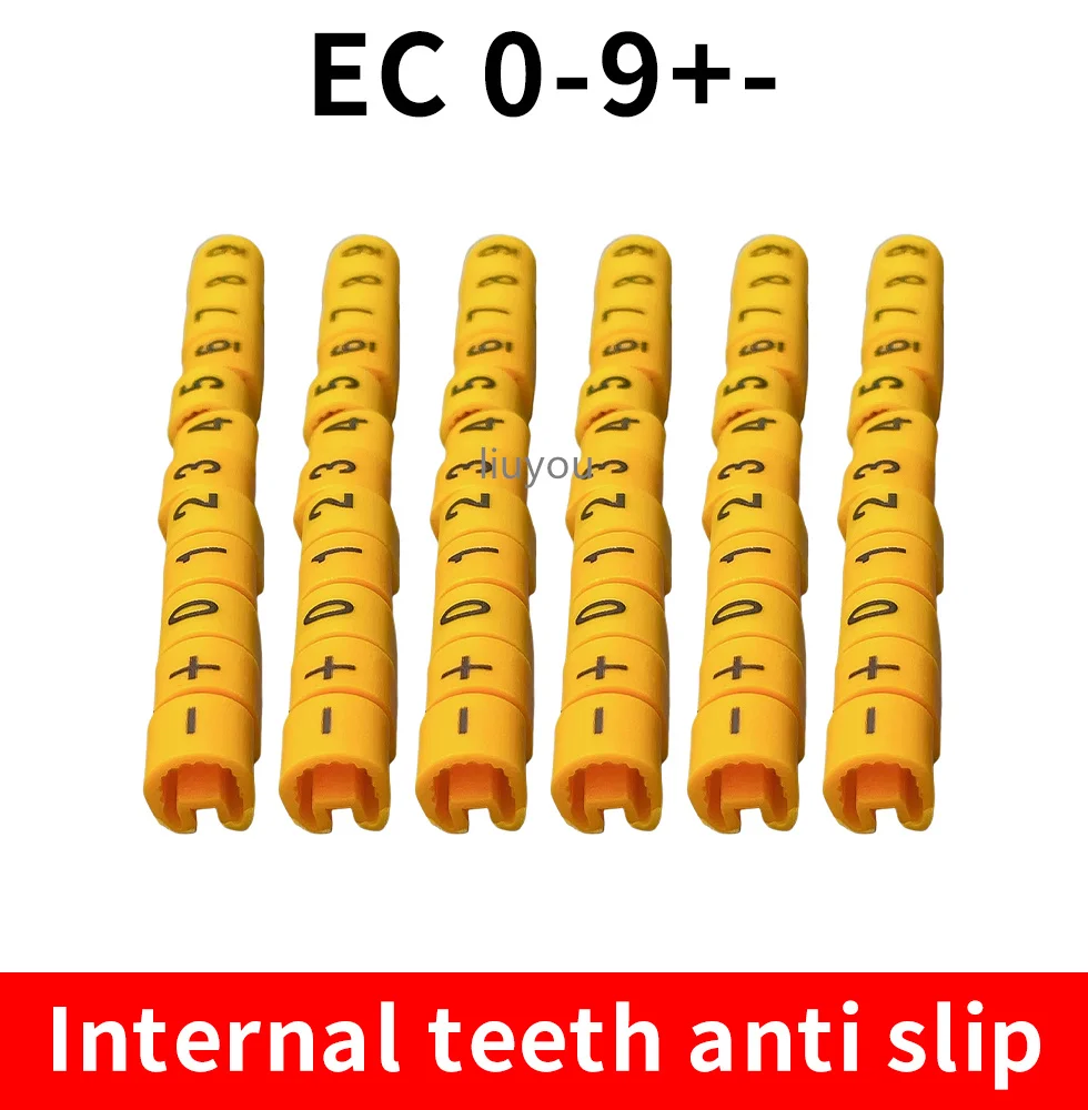 EC-0 Cable Markers Letter 0 to 9 + - X 600PCS (Each50pcs ) for wire diameter 1.5sq .mm~ 3.0 sq.mm Cable Wire Markers