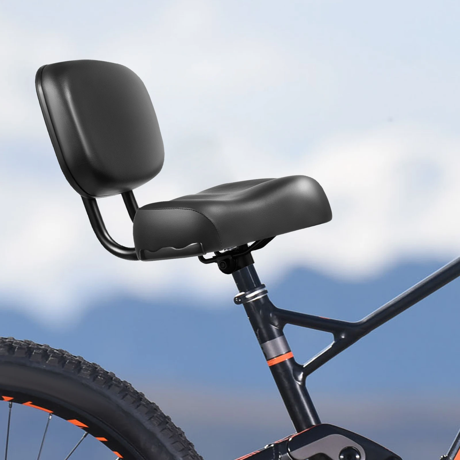 

Современное велосипедное сиденье из высокоуглеродистой стали с полиуретановой спинкой, черное эргономичное дизайнерское изогнутое сиденье большего размера для трехколесного велосипеда, велосипеда