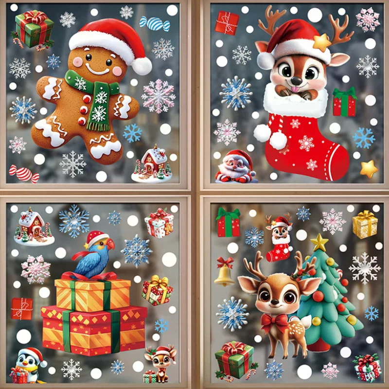 Creative Christmas Decorations, Electrostatic Stickers, Shop Window Decorations, Christmas Decorative Glass Stickers