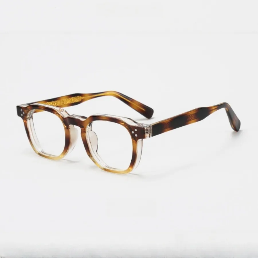 

Vintage Retro Blue Light Blocking Glasses Thick Square Acetate Frame with Metal Core Insert Unisex Artistic Eyewear Boho Style