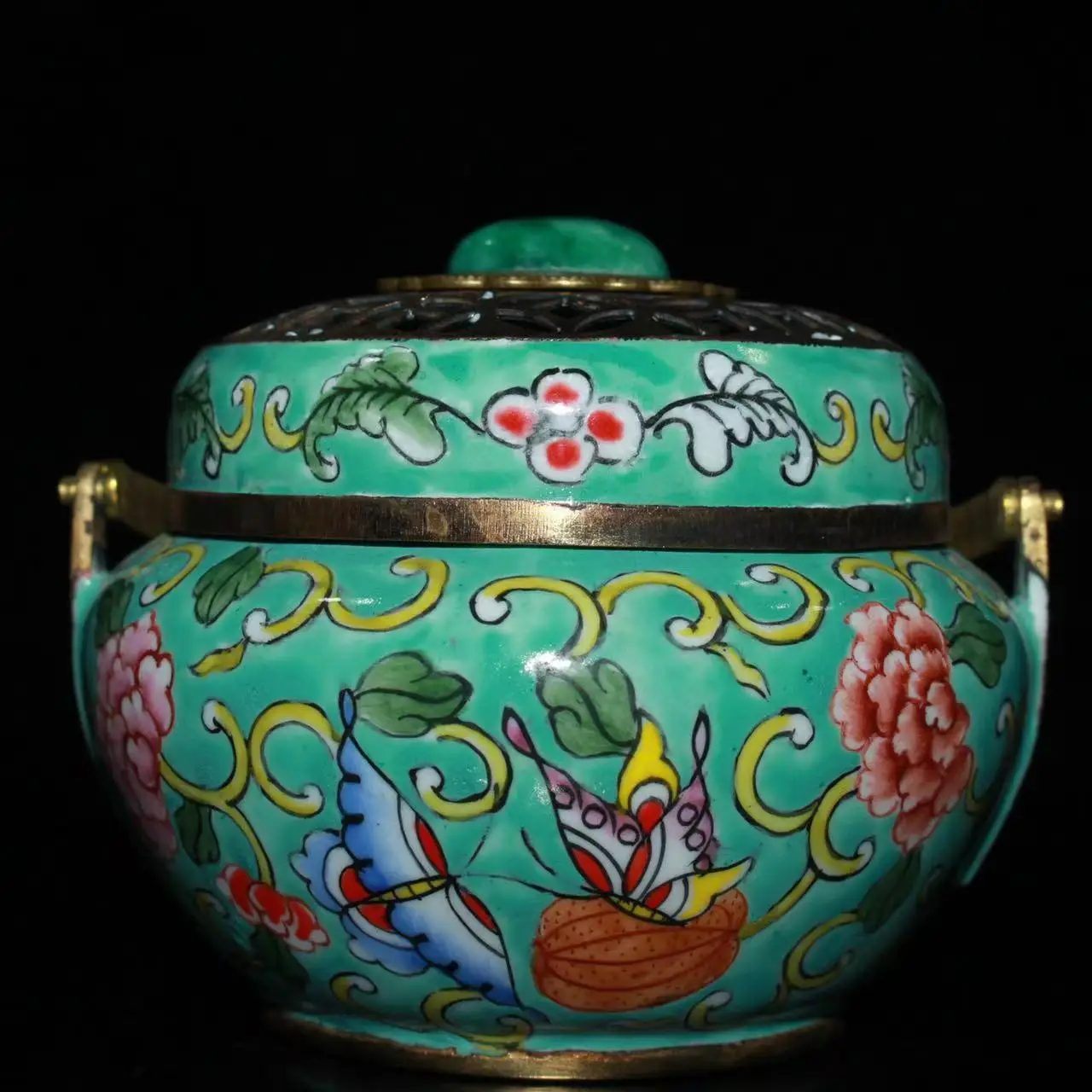 

Old Chinese Handicraft copper&Cloisonne portable stove,Free shipping