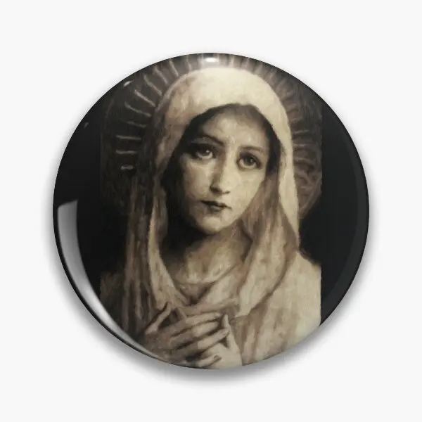 Vintage Virgin Mary Painting  Soft Button Pin Metal Fashion Brooch Badge Gift Women Lover Decor Hat Cute Creative Funny Clothes