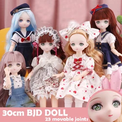 30cm BJD Doll 1/6 Color Anime Colorful Eyes Girls Doll with Fashion Clothes DIY Dress Up Toy for Children Holiday Birthday Gift