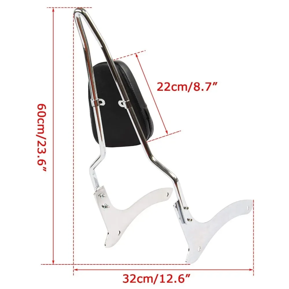Motorcycle Sissy Bar with Rear Carrier Tandem Bar Backrest for Yamaha V-Star V Star/Drag Star XVS 1100 Classic 2000-2011 - view 4