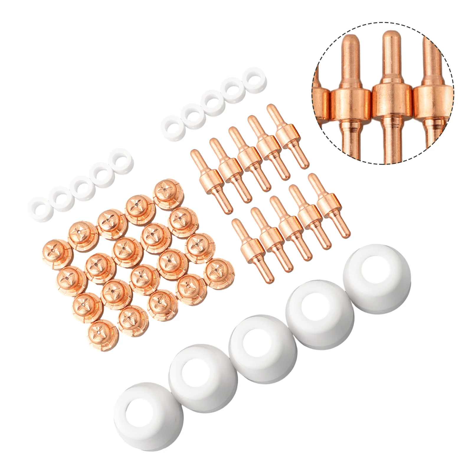 45Pcs For Plasma Cutter Consumables Set Tips Electrodes Nozzles Shield Cup For PT31 LG40 CUT40 For Cut50 For Torch Welding