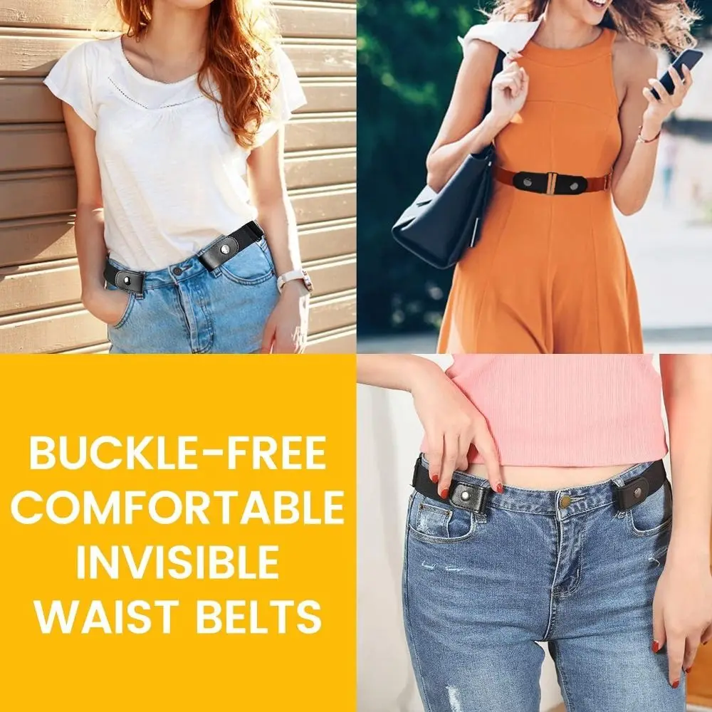 Hot Unisex Elastic Belt Adjustable Invisible Invisible Belt Elastic Without Buckle Women Belt for Jeans Trousers Dress