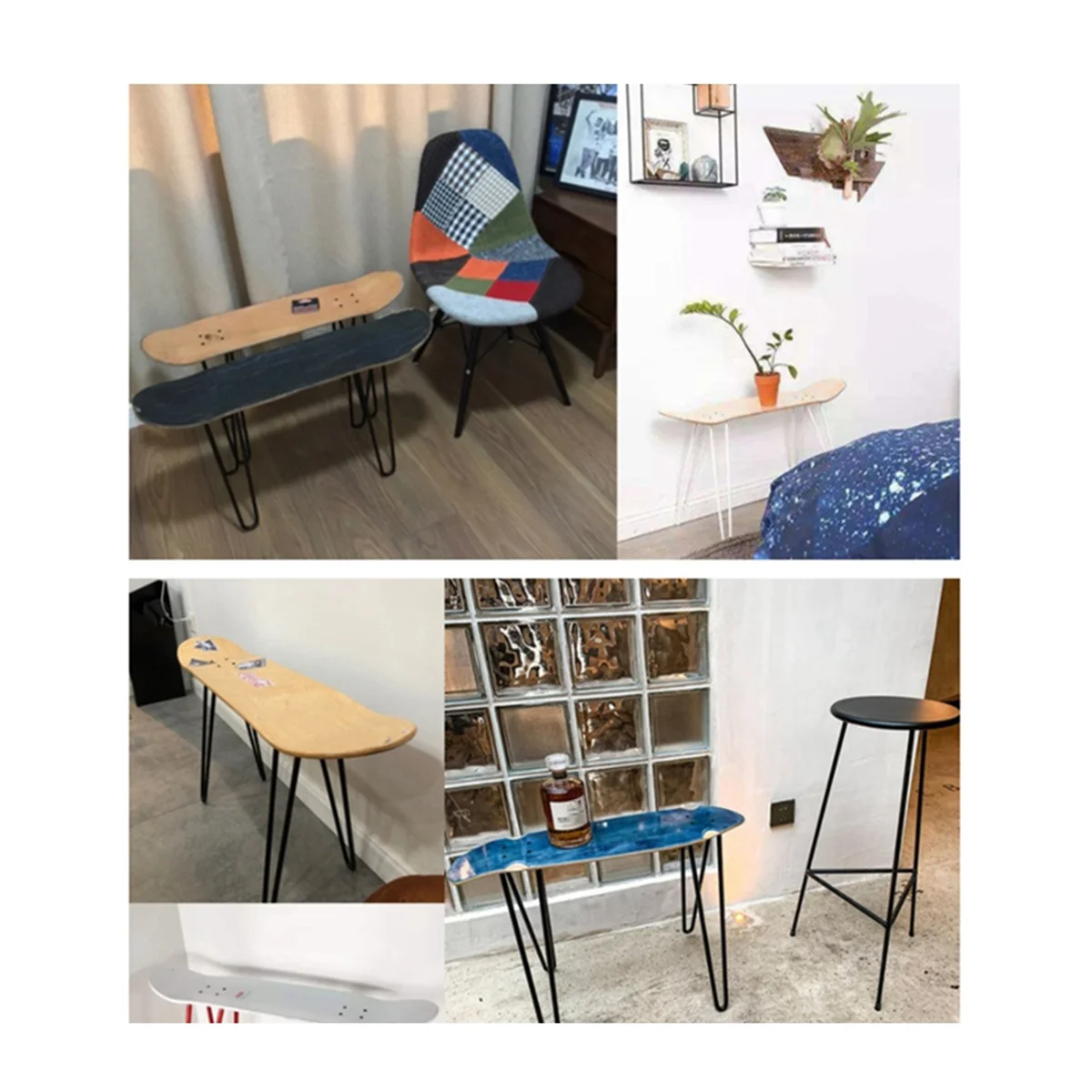 50cm Metal Table Legs Feet for Furniture Iron Dining Coffee Tables Leg Foot Skateboard Desk Legs with Leg Rest