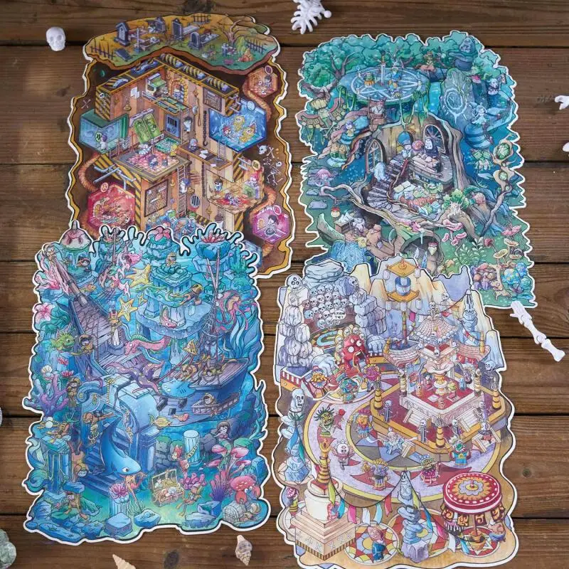 

Card Lover 4 шт. [Taboo Border Series] Миниатюрные 3D штабелированные хижины, забавные наклейки-головоломки, наклейки для домашних животных, бумажный материал, набор для скрапбукинга