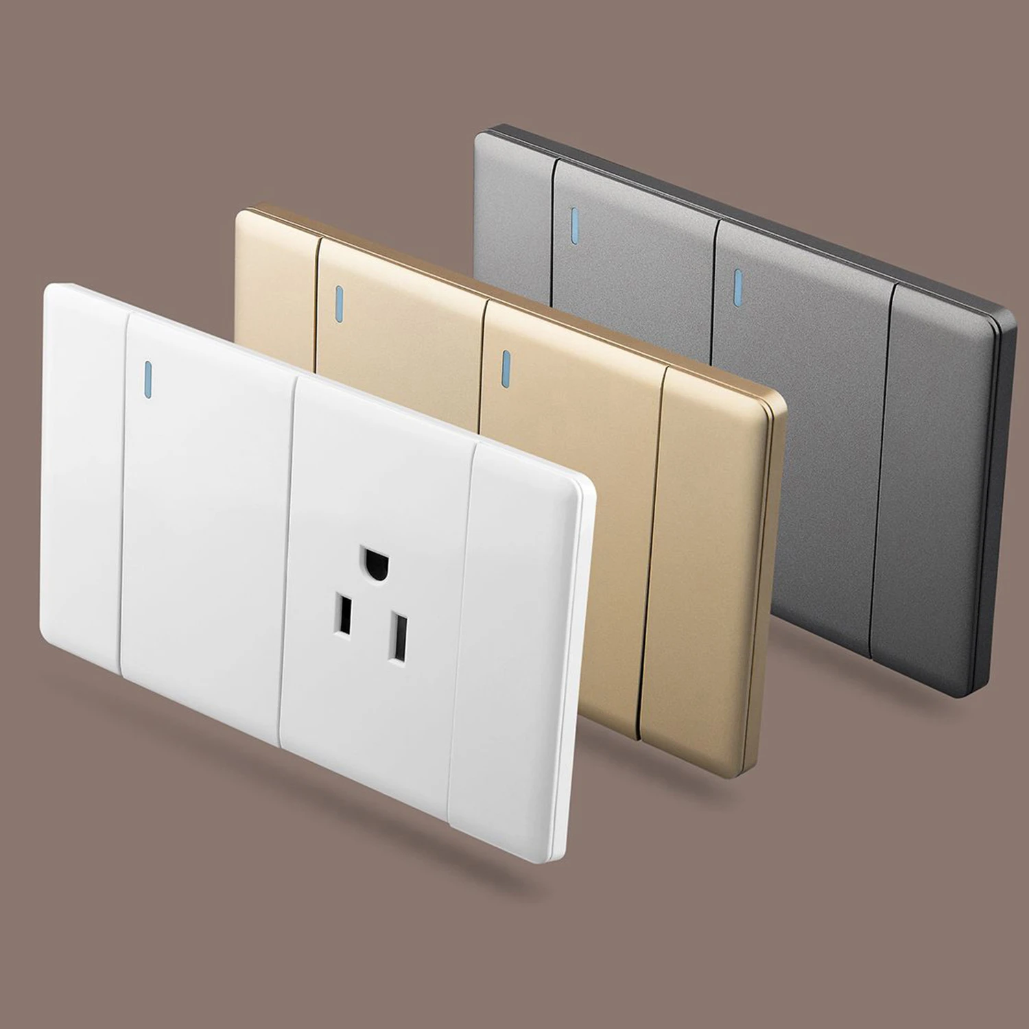 118MM American White Ultra-thin Frameless Micro Curved Panel, Fluorescent Indicator And Beautiful, Household Wall Switch Socket
