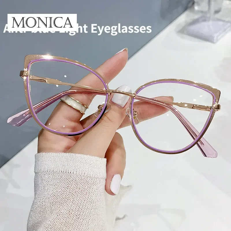 

2023 Anti-blue Light Women Cat Eye Eyeglasses Frame Brand Designer Oversized Optical Glasses Frames Clear Glasses