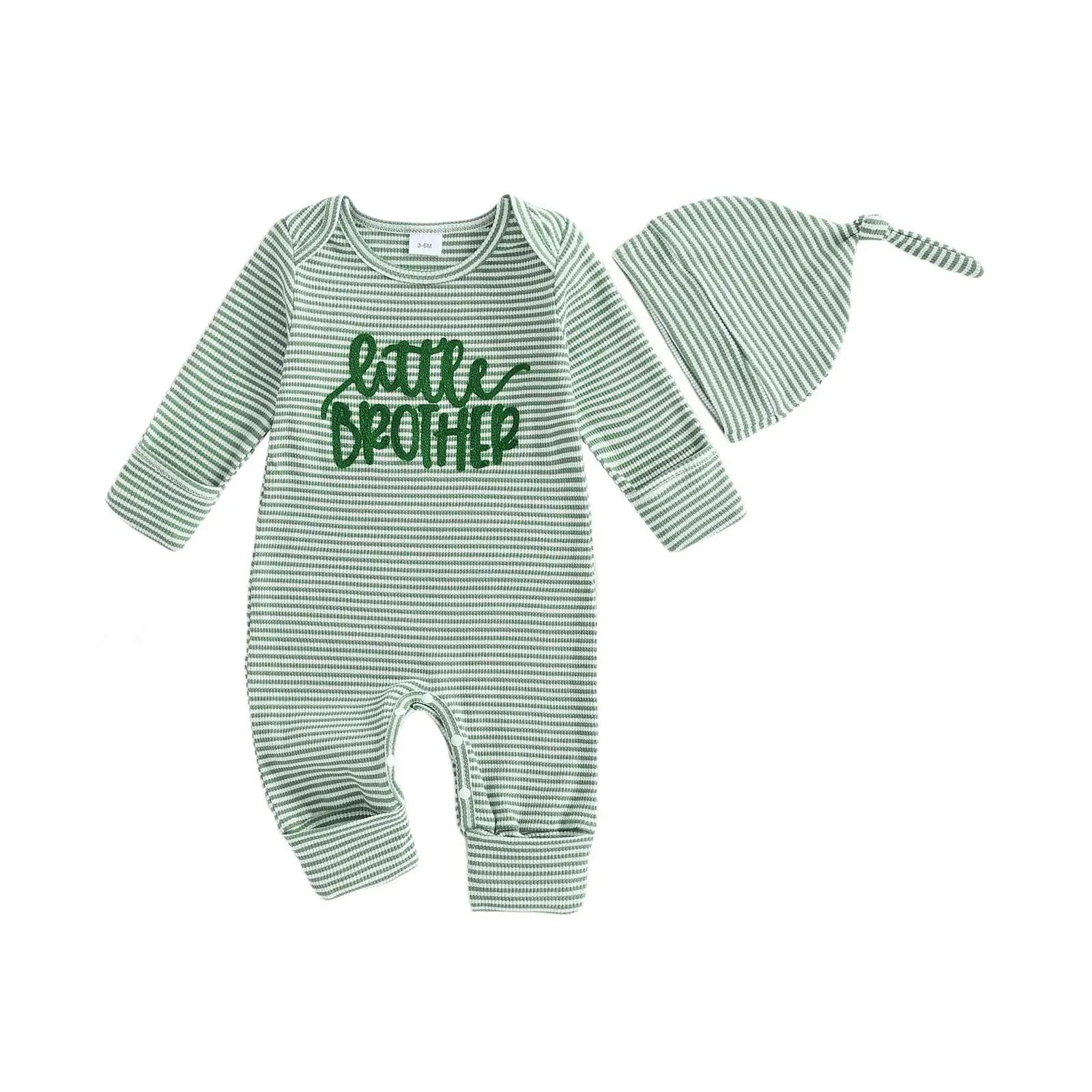 Somenie Children's Clothing Infant and Toddler Letter Embroidery Solid Color Onesie Fashionable Long-sleeved Two-piece Set