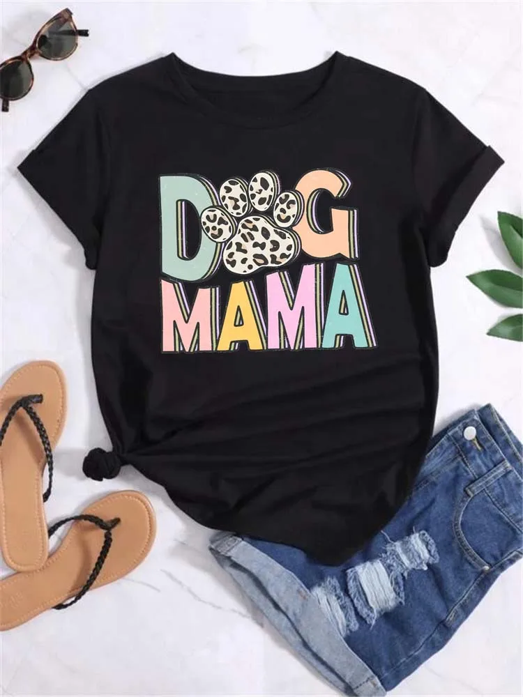 Trend Dog Mama T-shirt da donna stampate Moda Cartoon Stampa grafica T-shirt Abbigliamento Camicia femminile Manica corta T-shirt casual