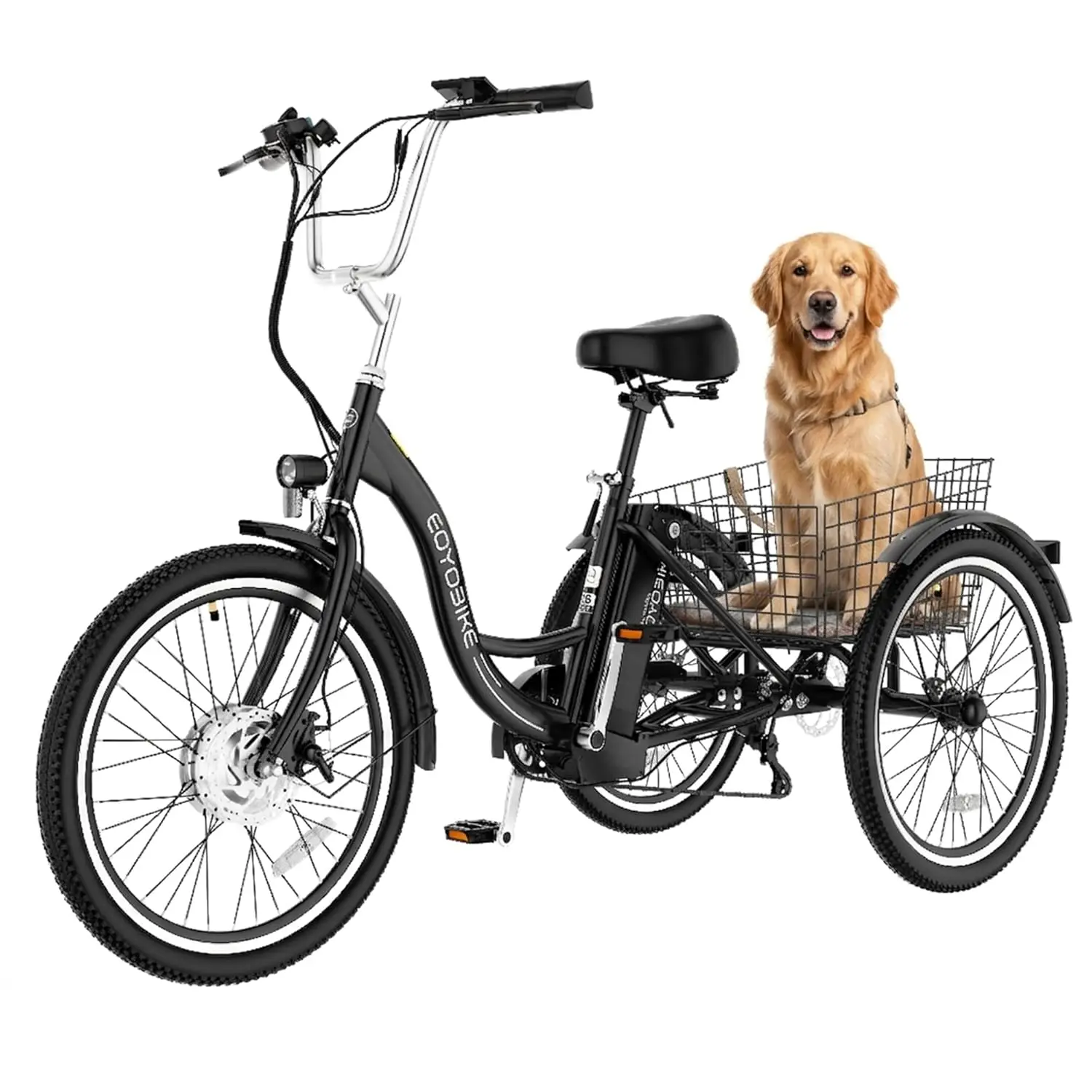 

Adult Electric Tricycle 350W 700W Peak 15.5MPH 36V 10.4Ah Battery 3-Wheel 7-Speed Basket LCD 350 lbs, Customized