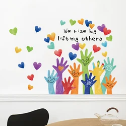 Cartoon Cute Palm Graffiti Multi Color Love Wall Stickers for Kids Room Classroom Baby Nursery Home Decor Decoration Wall Decals