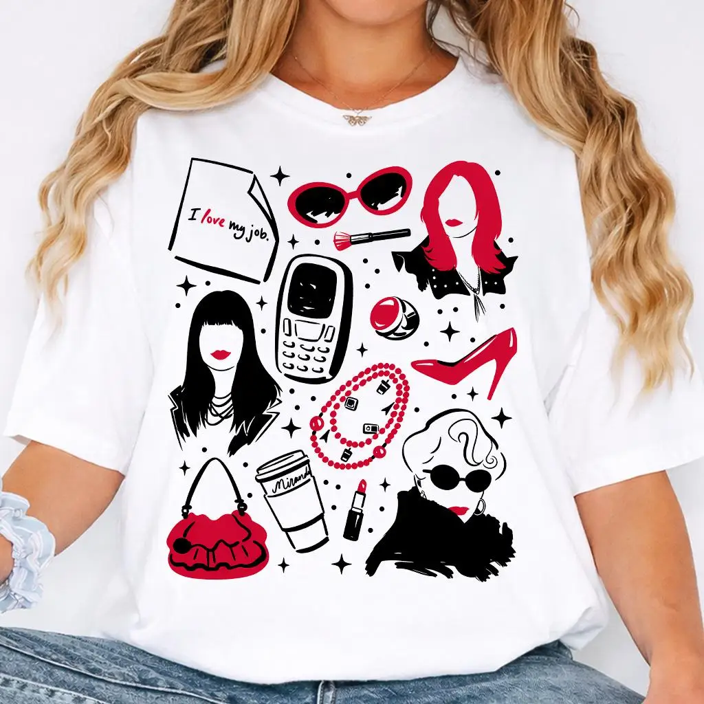Camiseta Oversized de Algodão Unissex 'The Devil Dress Prada 2' Design 2026, Moda Verão 2026, Popular, Estilo Urbano Y2K