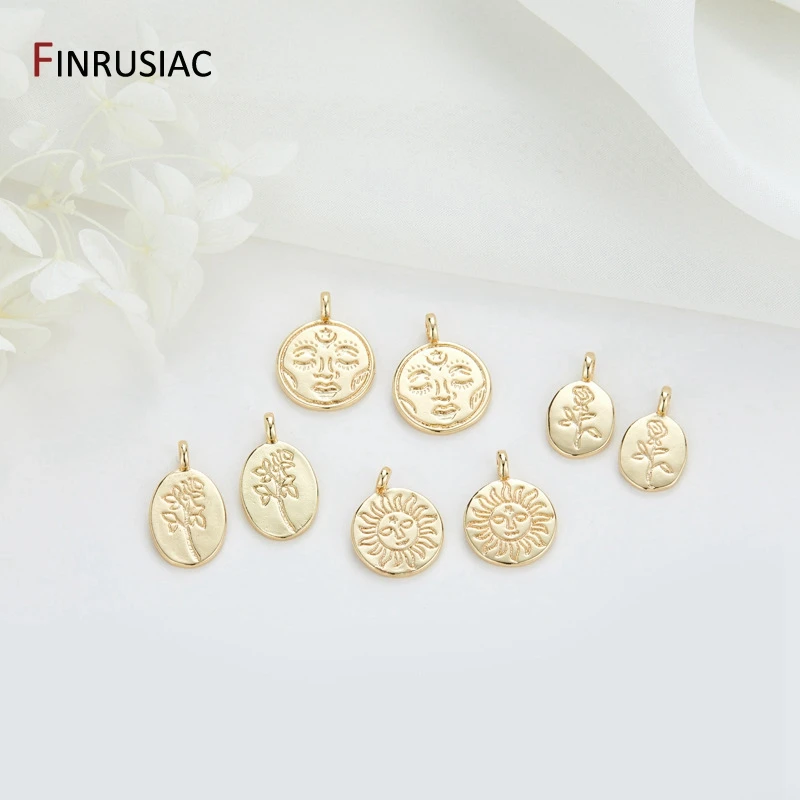 2022 Trendy Design 5 Types Charms,Bee / Flower / Portrait Pattern Round Commemorative Coin Pendant DIY Jewelry Making Accessory