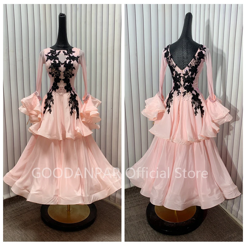 

GOODANPAR Customized ballroom dance dress Standard Dance Dress ballroom dress for Competition modern dance Costume light pink