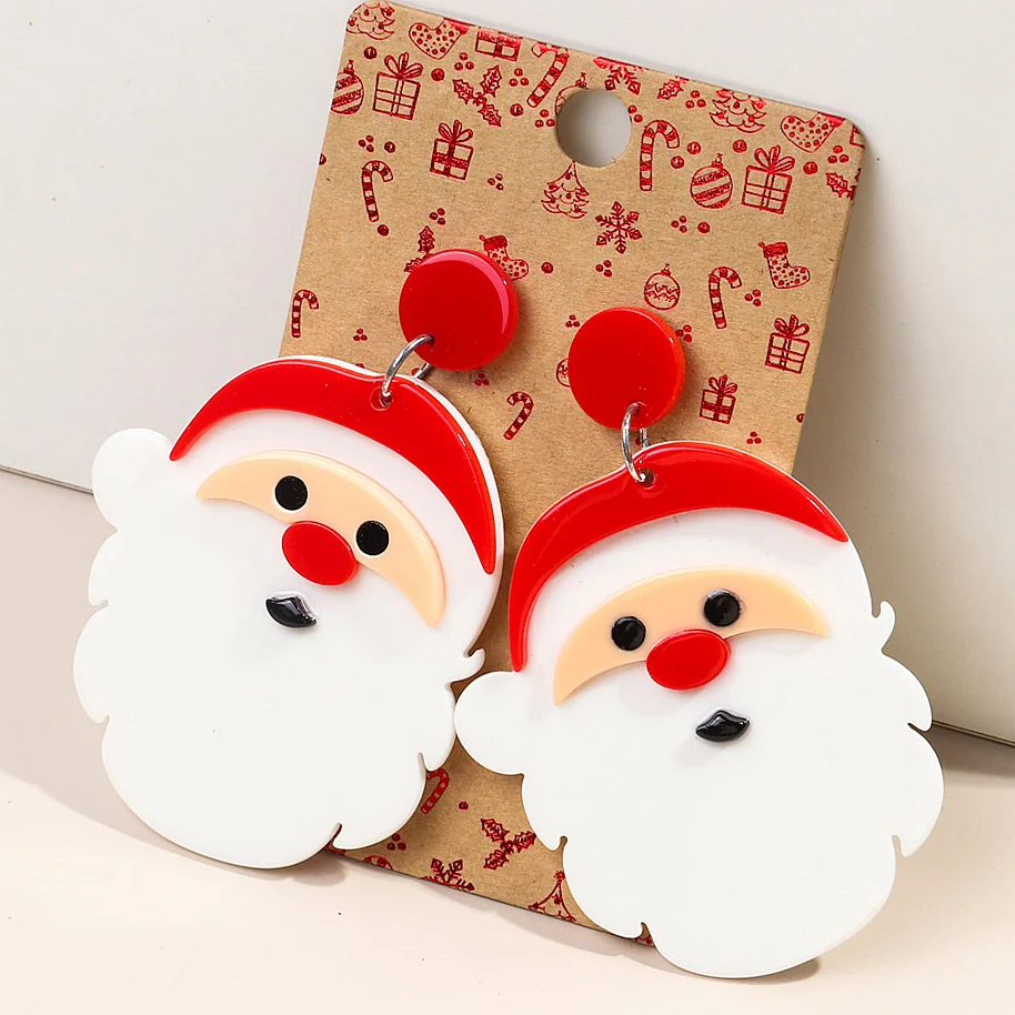 

FishSheep Cute Acrylic Christmas Santa Claus Drop Earring for Women Santa Hat Big Dangle Earrings Holiday Xmas New Year Jewelry