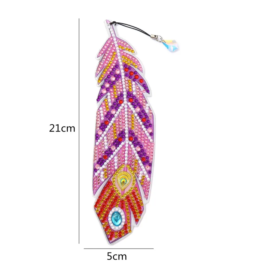 

2pcs/set 5D Diamond Painting Bookmarks Kits DIY Art Crystal Feather Shaped Handmade Diamond Embroidery Bookmark Gift