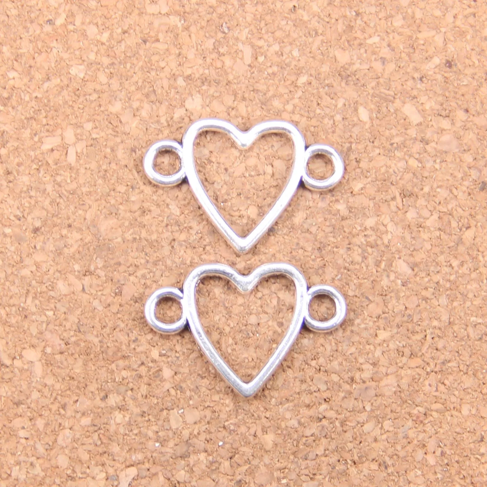 145pcs Charms Heart Connector 16x24mm Antique Pendants,Vintage Tibetan Silver Jewelry,DIY For Bracelet Necklace