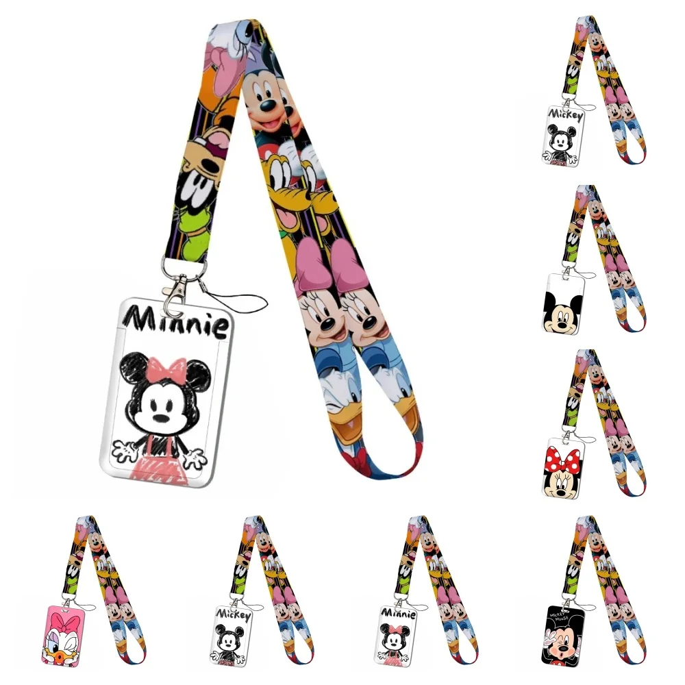 Disney Minnie Mouse POUT Cartoon Couple Keychain Set Student ID Access Card Holder Work Dinner Bust Theme Subways Accessory