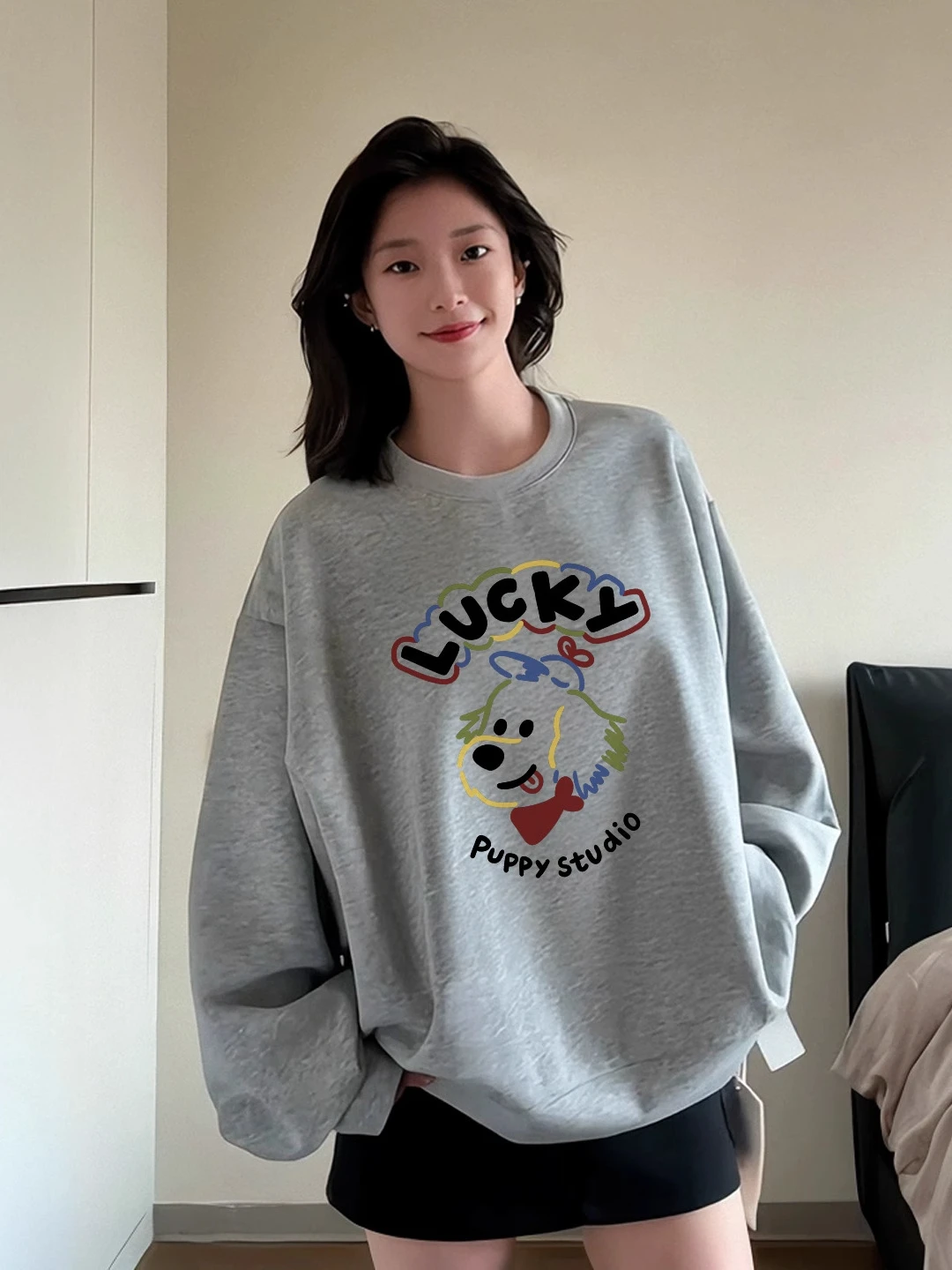 

plus Size 300 Pounds Korean Style Chic round Neck Hoodless Sweatshirt Women's Autumn Winter Thickened Long Sleeve Fleece Line...
