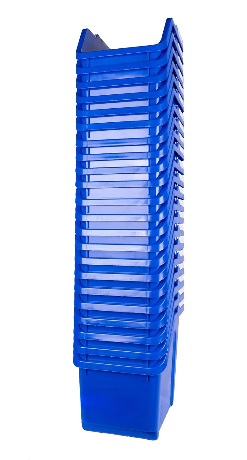 คอนเทนเนอร์ถังรีไซเคิลแบบวางซ้อนกันได้ขนาด 6 แกลลอนสีน้ําเงิน เครื่องรีไซเคิลที่มีประโยชน์ปลอดสาร BPA เป็นมิตรกับสิ่งแวดล้อมพร้อมที่จับ 20 แพ็ค