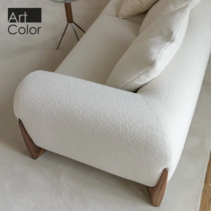 Lamb plush sofa, modern minimalist, small unit layout